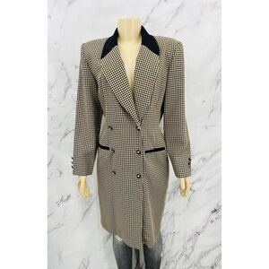 Danny & Nicole Vintage Houndstooth Double Breasted Trench Coat